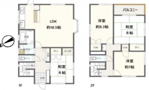 神戸市垂水区舞子台、中古一戸建ての間取り画像です