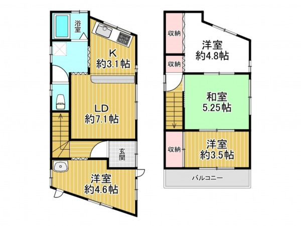 神戸市垂水区舞子台、中古一戸建ての間取り画像です