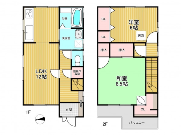 神戸市垂水区乙木、中古一戸建ての間取り画像です
