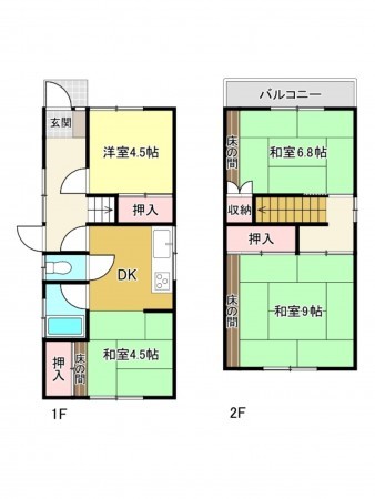 神戸市垂水区歌敷山、中古一戸建ての間取り画像です