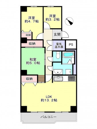 神戸市垂水区舞子台、マンションの間取り画像です