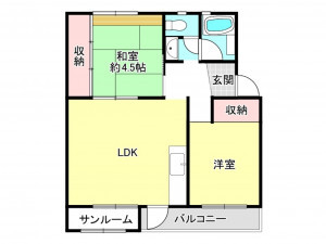 神戸市垂水区上高丸、マンションの間取り画像です