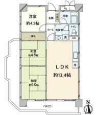 神戸市垂水区塩屋町、マンションの間取り画像です