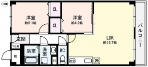 神戸市垂水区海岸通、マンションの間取り画像です