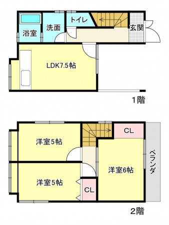 神戸市垂水区北舞子、中古一戸建ての間取り画像です