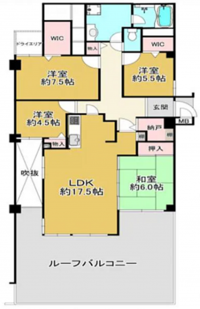 神戸市垂水区西舞子、マンションの間取り画像です
