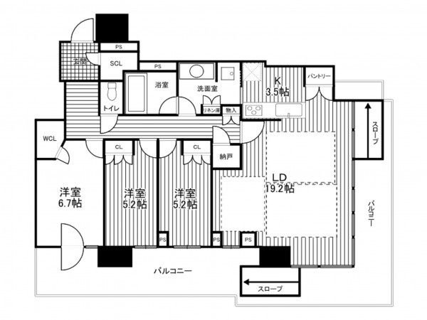 神戸市垂水区神田町、マンションの間取り画像です