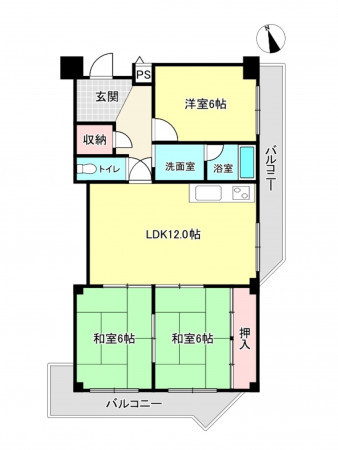 神戸市垂水区瑞ケ丘、マンションの間取り画像です