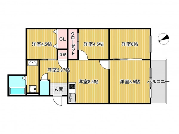 神戸市垂水区高丸、マンションの間取り画像です