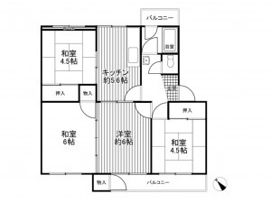 神戸市垂水区狩口台、マンションの間取り画像です