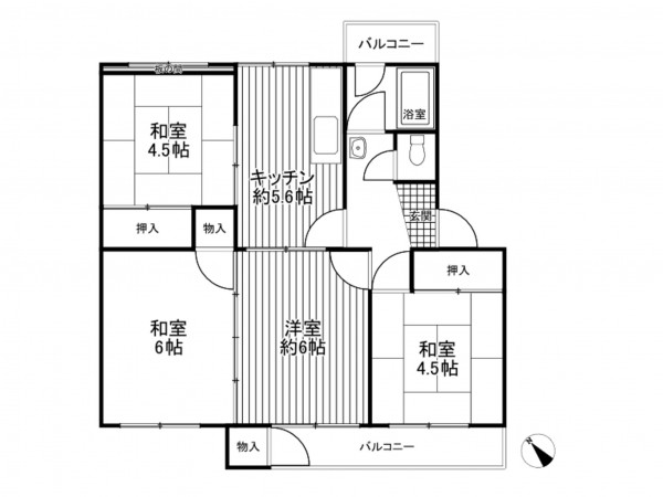 神戸市垂水区狩口台、マンションの間取り画像です