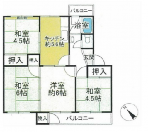 神戸市垂水区狩口台、マンションの間取り画像です