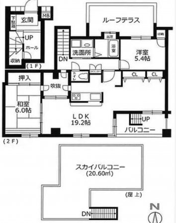 神戸市垂水区霞ケ丘、マンションの間取り画像です