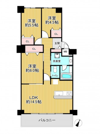 神戸市垂水区塩屋町、マンションの間取り画像です
