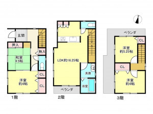 神戸市垂水区城が山、中古一戸建ての間取り画像です