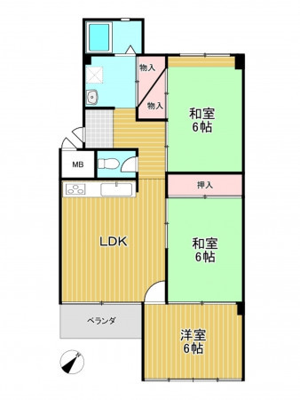 神戸市垂水区塩屋町、マンションの間取り画像です