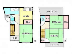 神戸市垂水区城が山、中古一戸建ての間取り画像です