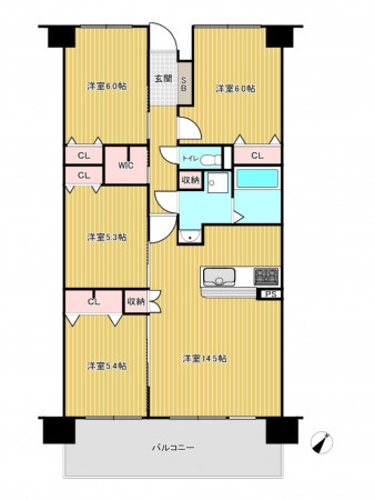神戸市垂水区塩屋町、マンションの間取り画像です