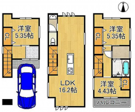 神戸市垂水区清水が丘、中古一戸建ての間取り画像です
