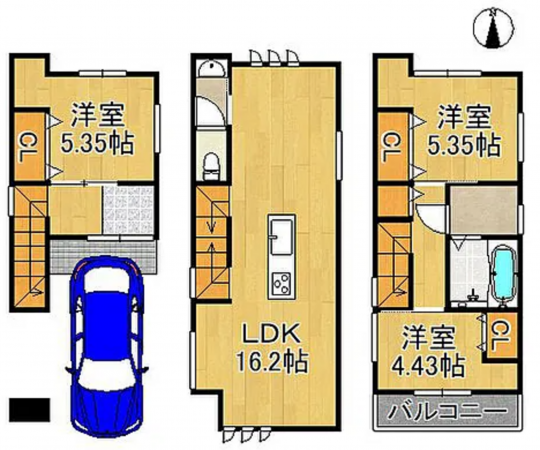 神戸市垂水区清水が丘、中古一戸建ての間取り画像です