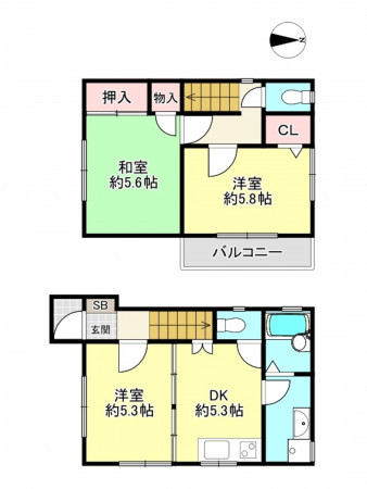 神戸市垂水区大町、中古一戸建ての間取り画像です