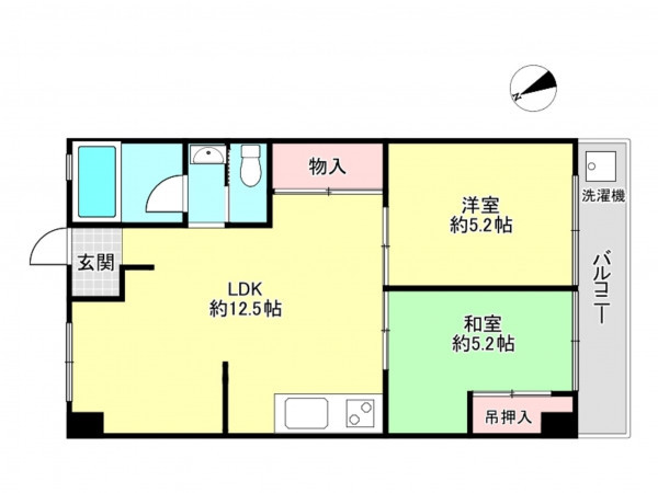 神戸市垂水区五色山、マンションの間取り画像です
