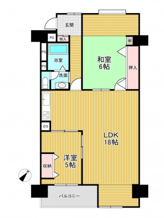 神戸市垂水区上高丸、マンションの間取り画像です