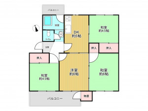神戸市垂水区狩口台、マンションの間取り画像です