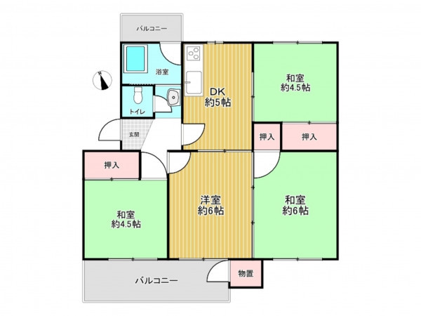 神戸市垂水区狩口台、マンションの間取り画像です