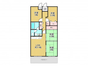 神戸市垂水区西舞子、マンションの間取り画像です