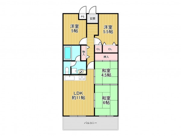 神戸市垂水区西舞子、マンションの間取り画像です