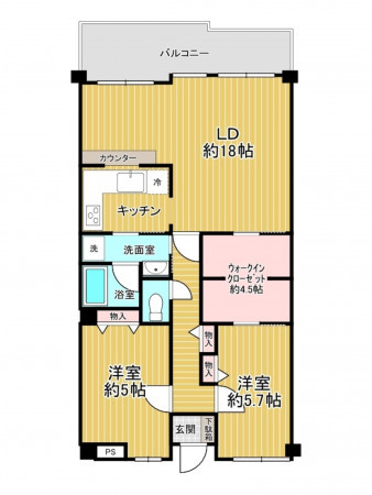神戸市垂水区高丸、マンションの間取り画像です