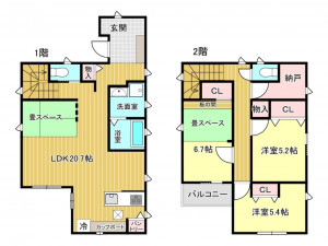 神戸市垂水区旭が丘、中古一戸建ての間取り画像です