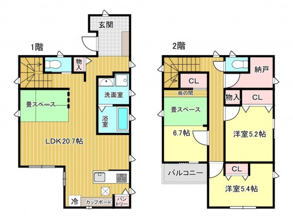神戸市垂水区旭が丘、中古一戸建ての間取り画像です