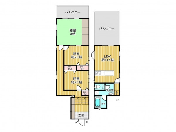 神戸市垂水区千鳥が丘、中古一戸建ての間取り画像です