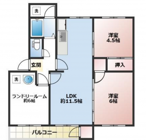 神戸市垂水区狩口台、マンションの間取り画像です