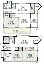 神戸市垂水区塩屋町、中古一戸建ての間取り画像です