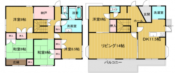 神戸市垂水区舞子坂、中古一戸建ての間取り画像です