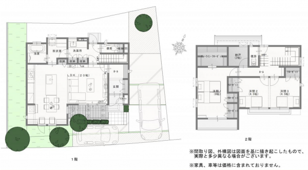 神戸市垂水区みずき台、新築一戸建ての間取り画像です