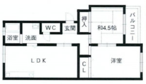 神戸市垂水区上高丸、マンションの間取り画像です
