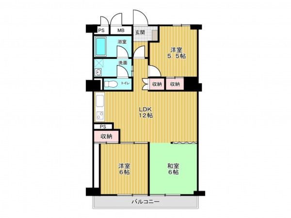 神戸市垂水区清水が丘、マンションの間取り画像です