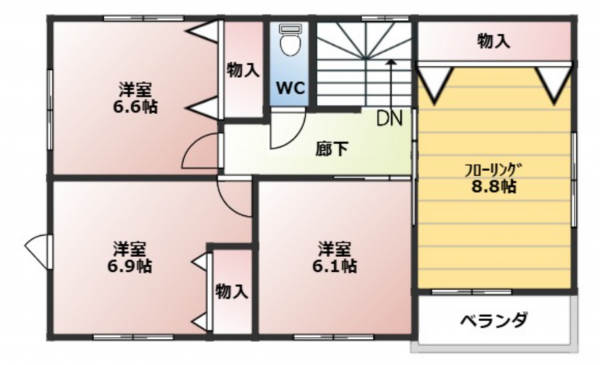 神戸市垂水区星陵台、新築一戸建ての間取り画像です