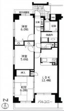 神戸市垂水区星が丘、マンションの間取り画像です