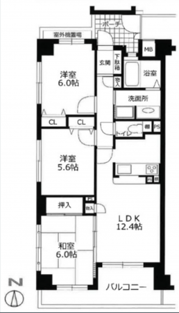 神戸市垂水区星が丘、マンションの間取り画像です