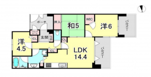 神戸市垂水区霞ケ丘、マンションの間取り画像です