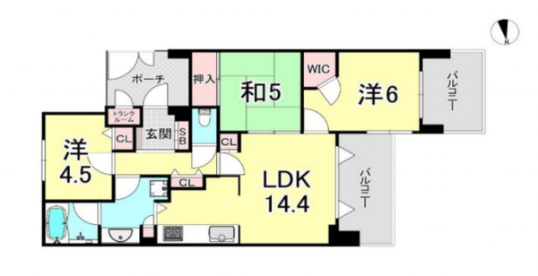 神戸市垂水区霞ケ丘、マンションの間取り画像です