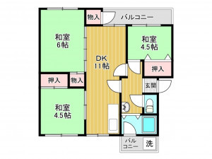 神戸市垂水区狩口台、マンションの間取り画像です