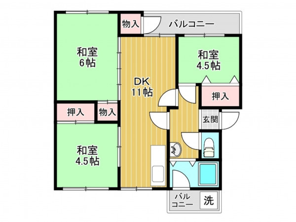 神戸市垂水区狩口台、マンションの間取り画像です