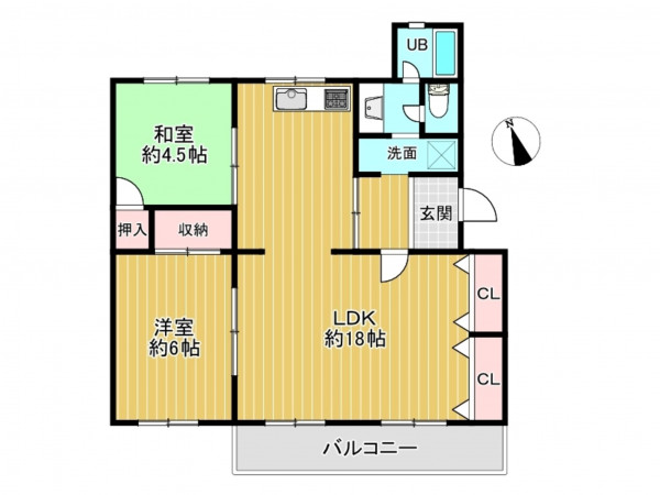 神戸市垂水区上高丸、マンションの間取り画像です
