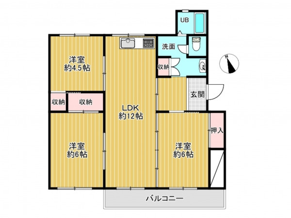 神戸市垂水区上高丸、マンションの間取り画像です